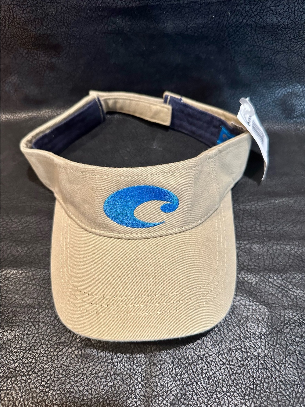 Costa Khaki Visor with Blue Wave Logo